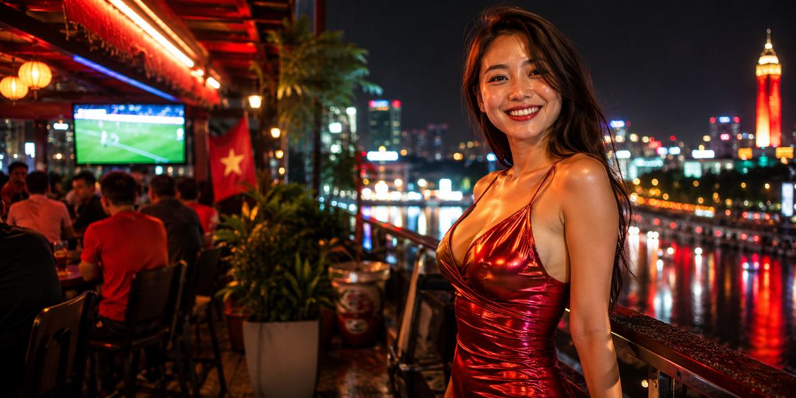 Biểu tượng cá cược bóng đá trên nền ánh đèn neon tại Hà Nội